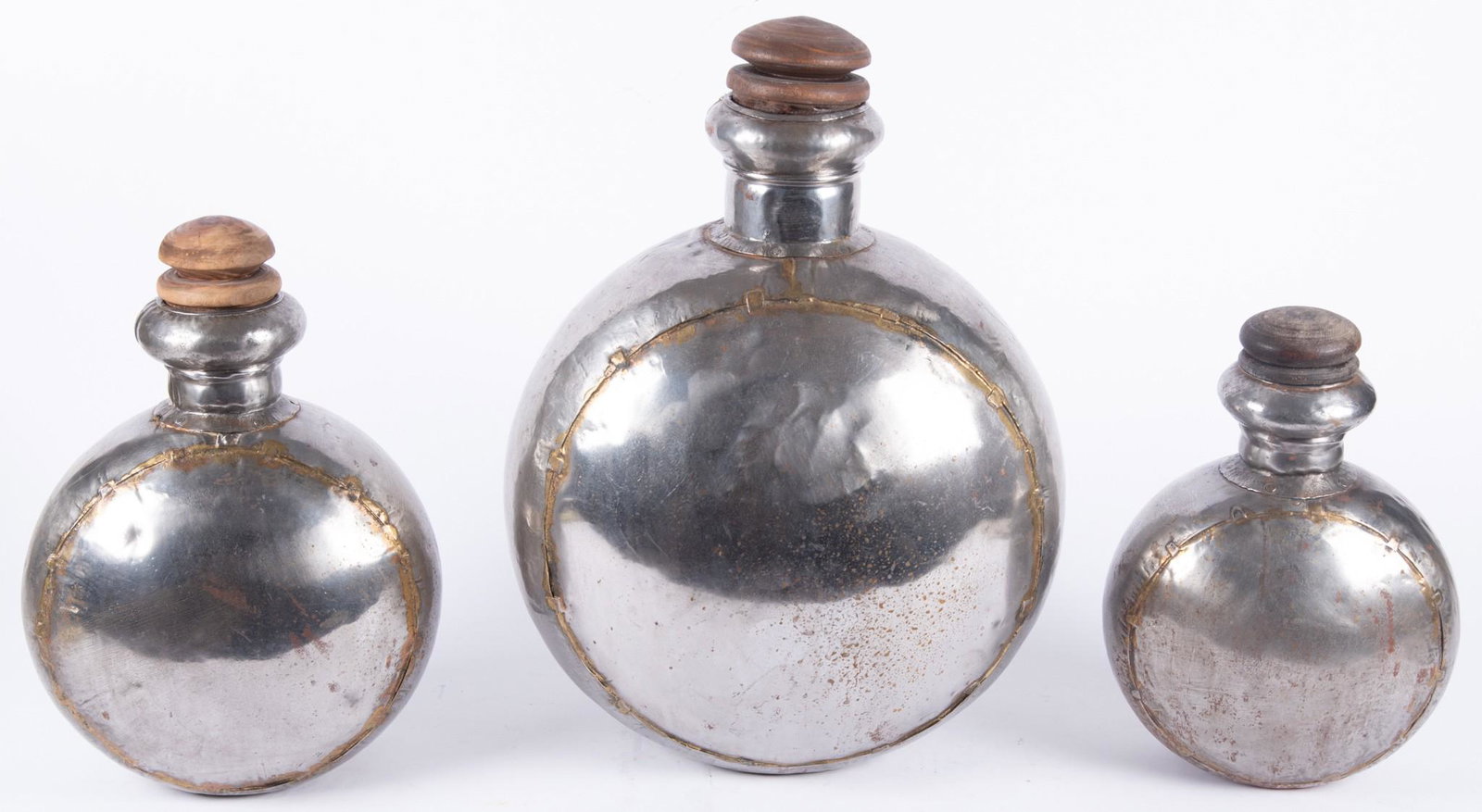 Three Metal Cannisters with Wooden Stoppers, Hand Forged (1 of 4)