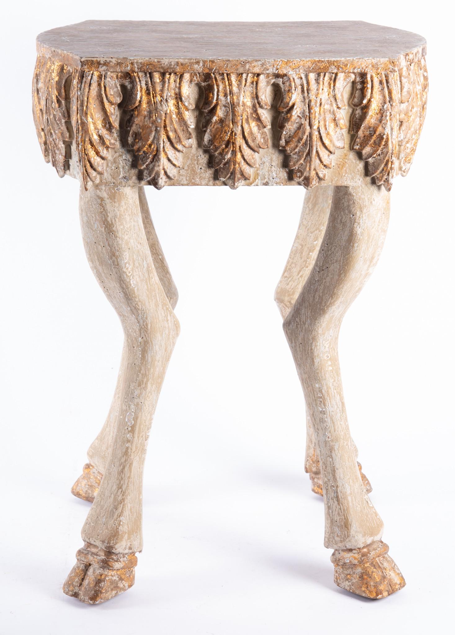 Diminutive Carved Painted and Gilt Wood Side Table (1 of 4)