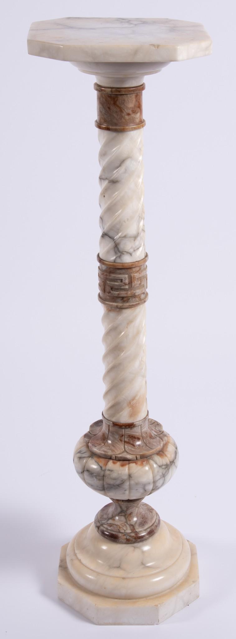 19th Century Alabaster and Marble Pedestal with Swirl Column (1 of 3)