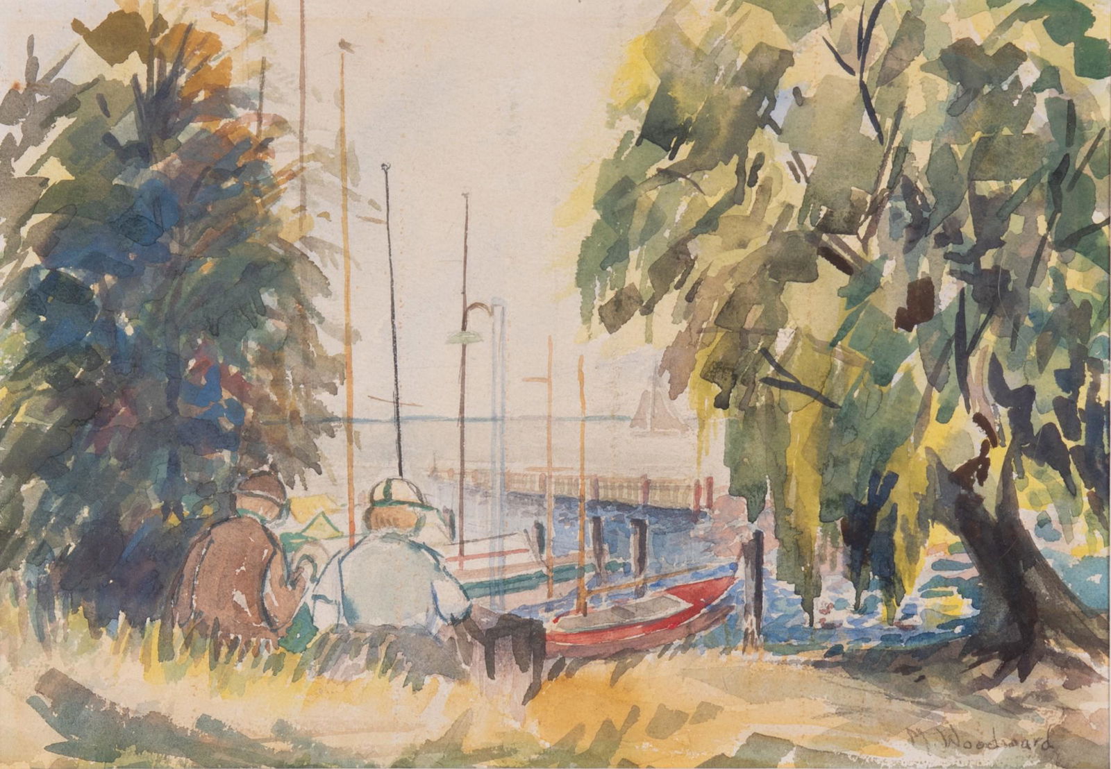 Mabel May Woodward, Maine/Rhode Island (1877-1945), Picnic on the Shore, watercolor on paper (1 of 4)