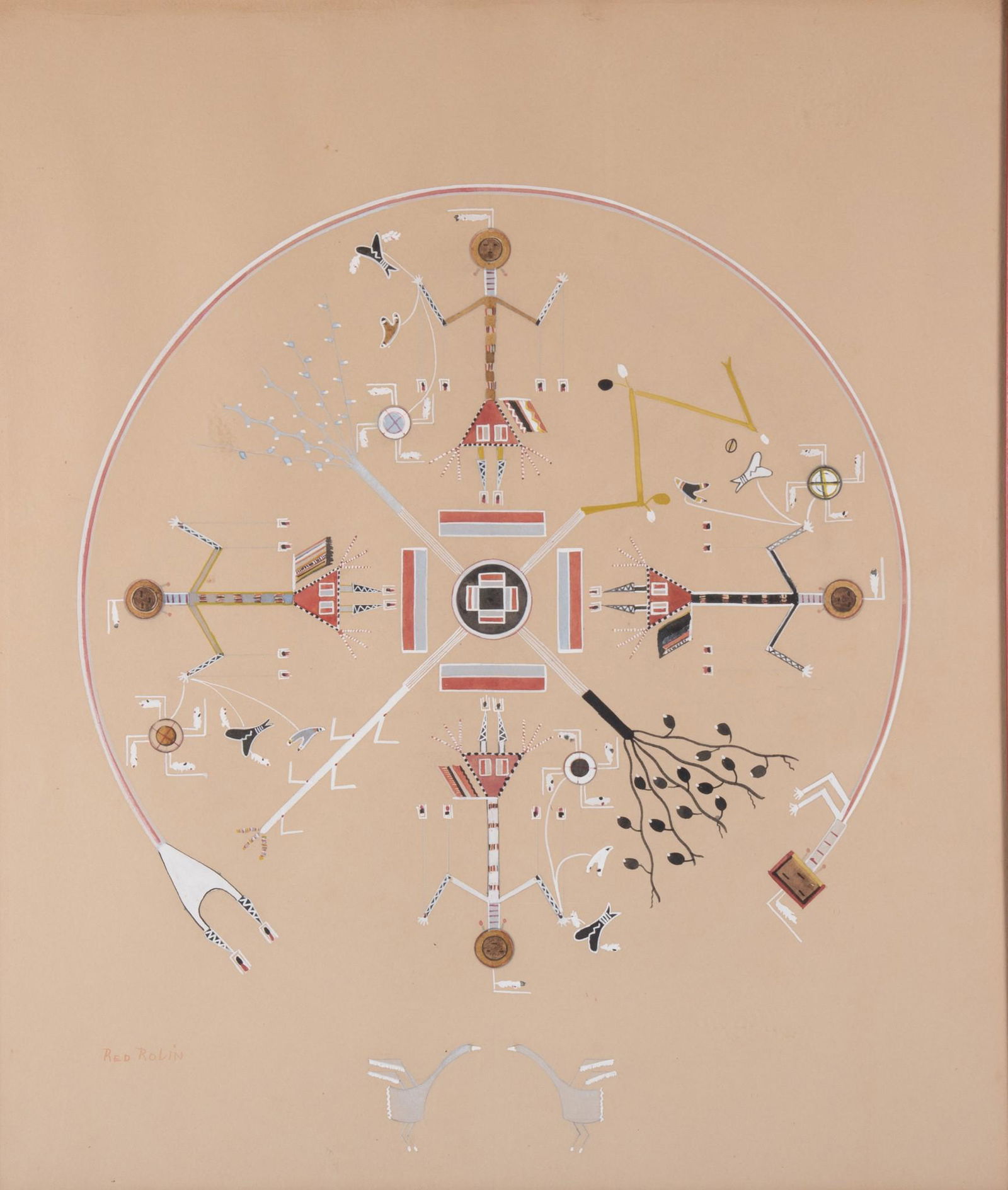 Red Robin, Colorado / New York (1912-1991), Untitled, Native American Symbolism, watercolor on paper (1 of 5)