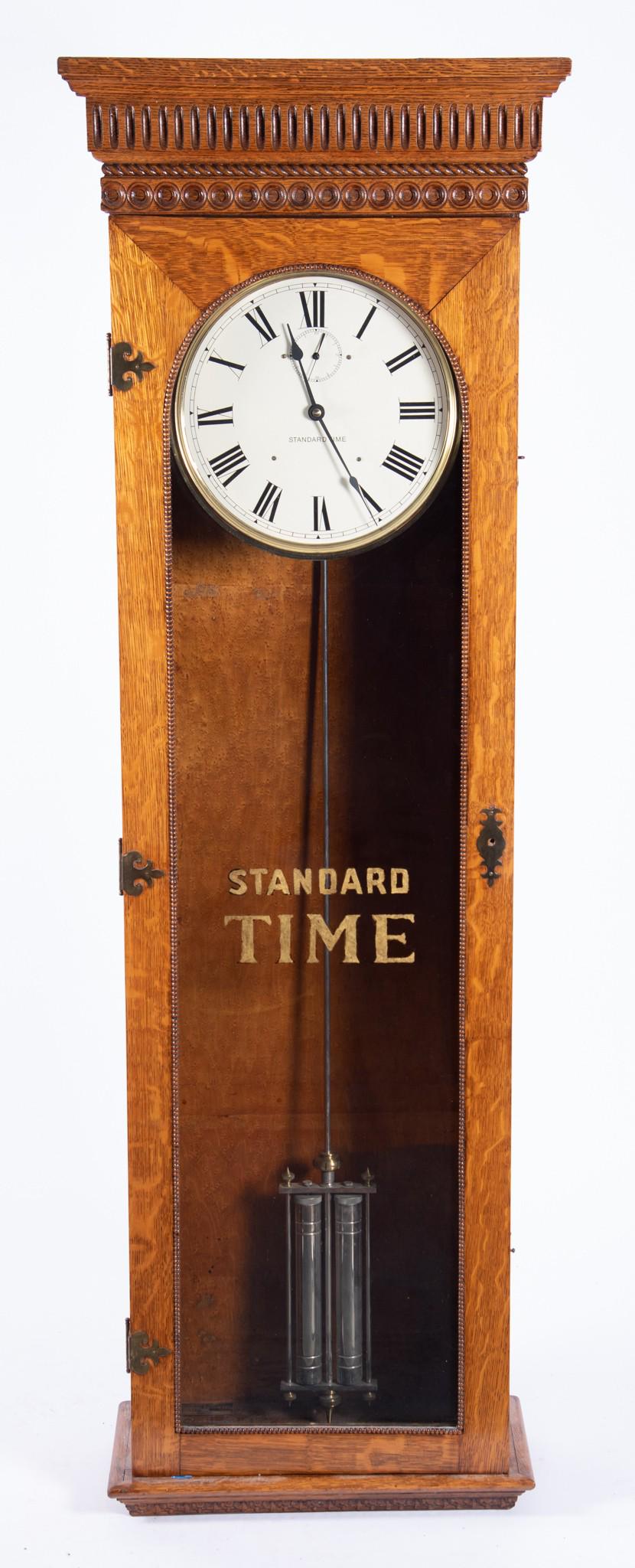 Self Winding Clock Co. Two Member Standard Time Co. Tall Oak Cased Clock (1 of 2)