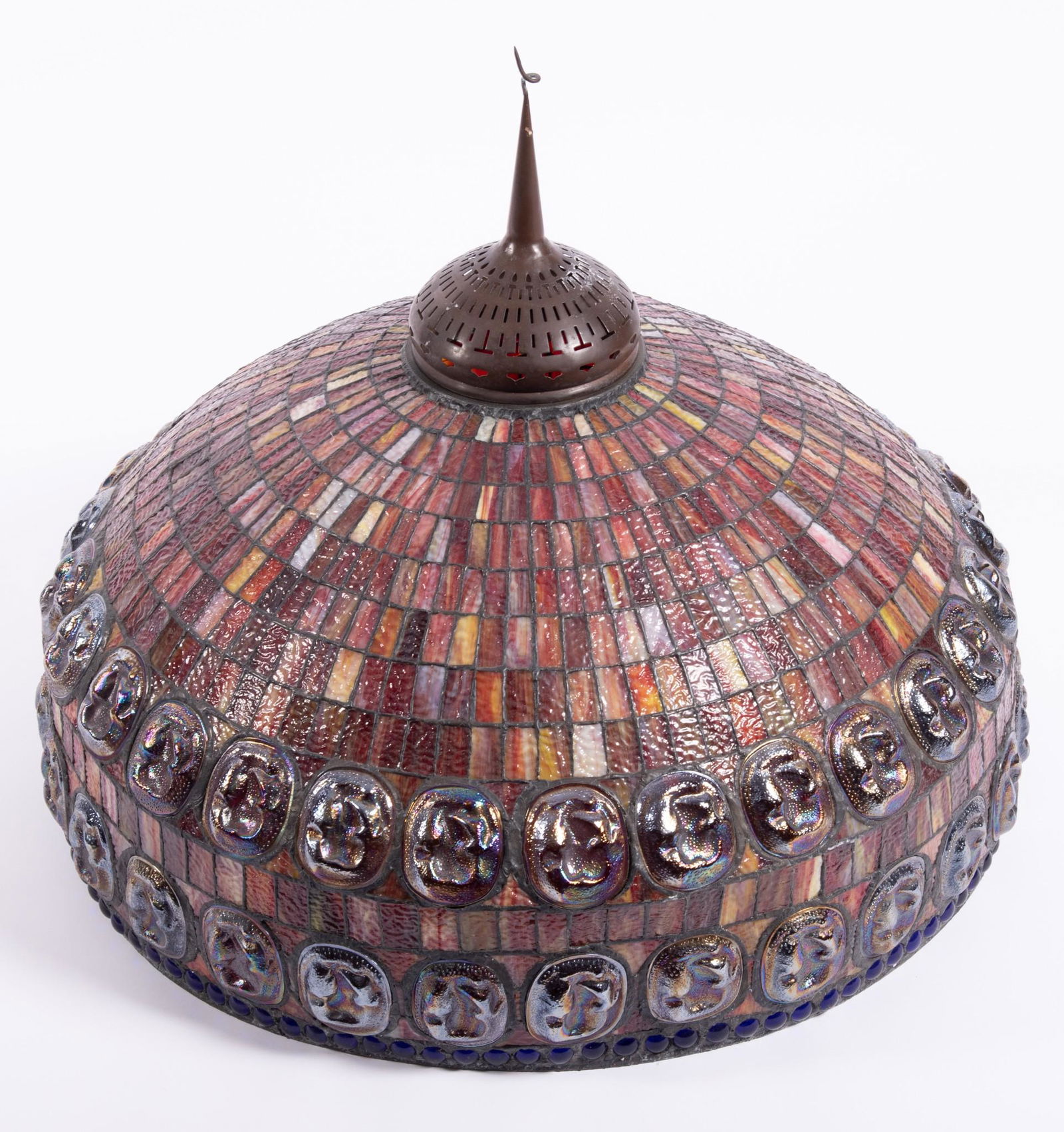 A Tiffany Style Turtle Back Tile and Slag Glass Lamp Shade (1 of 3)