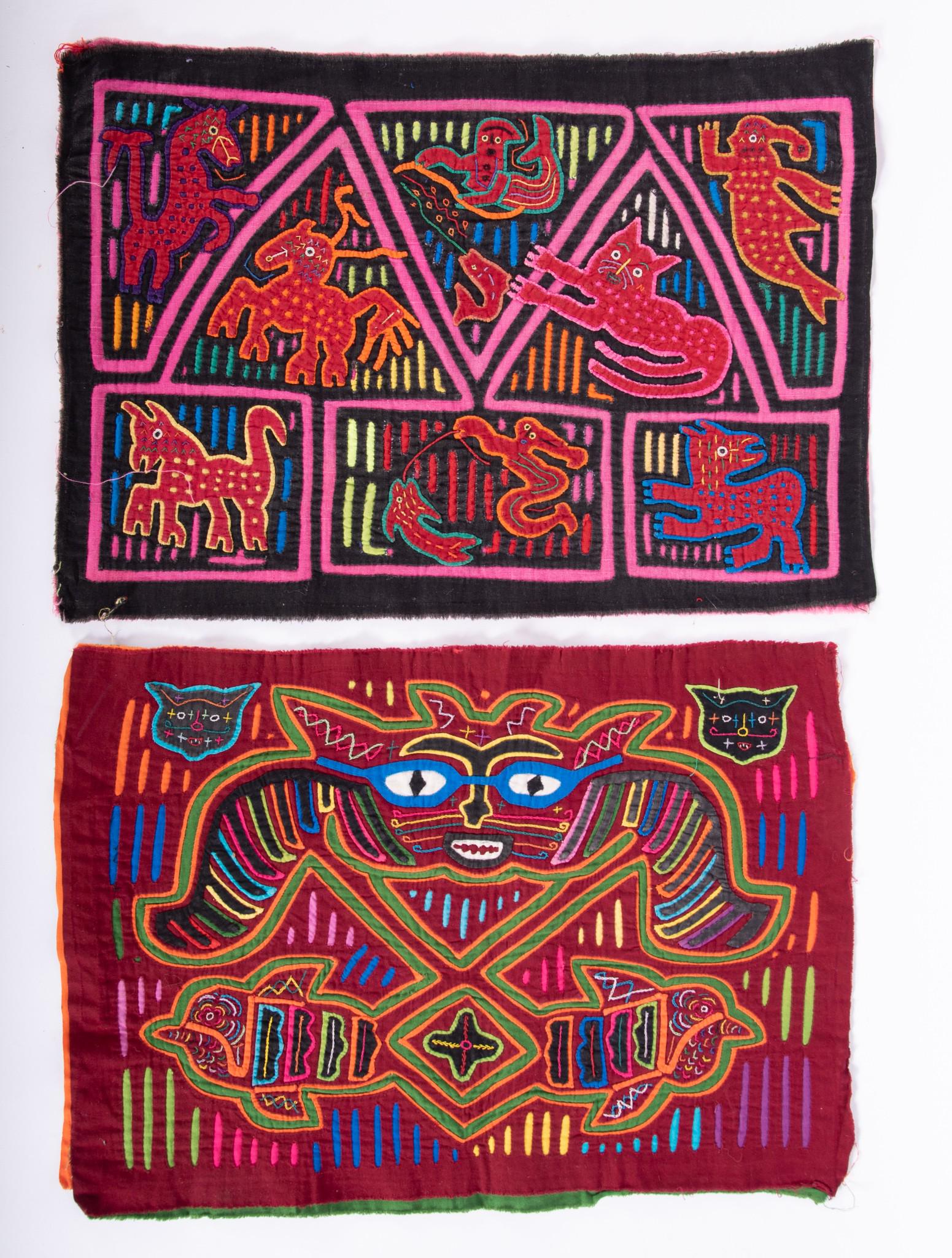 Two Mola Textiles Depicting Various Animals (1 of 2)