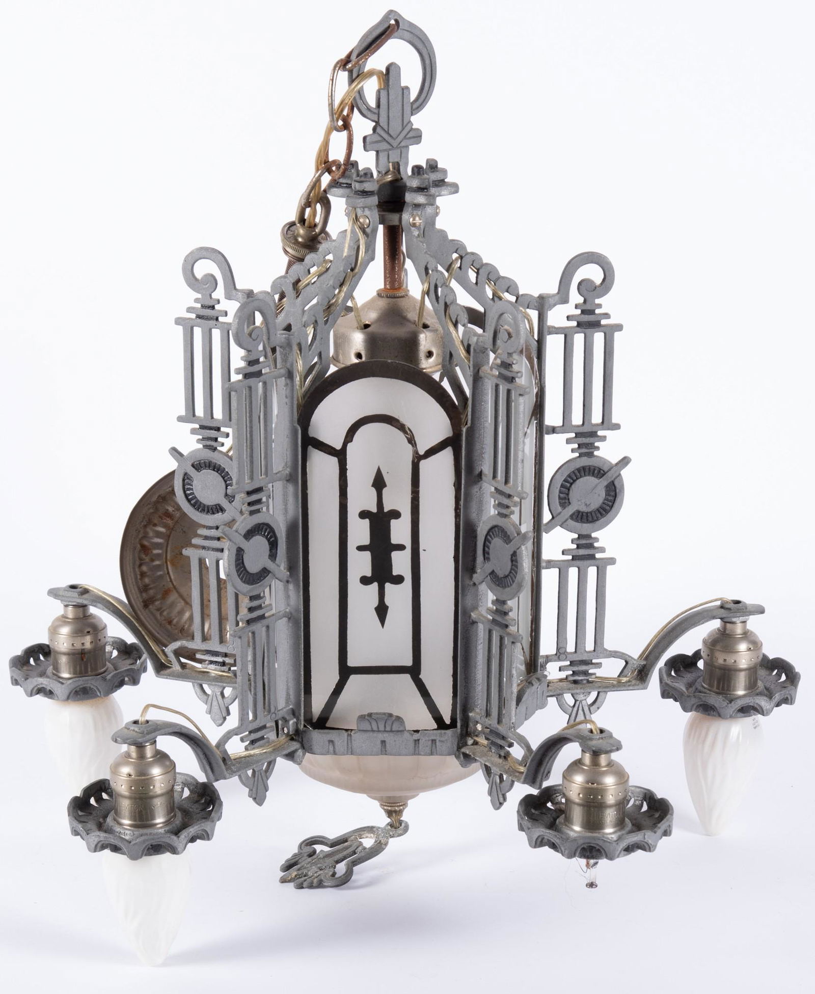 Art Deco Outdoor Hanging Metal Light Fixture (1 of 5)