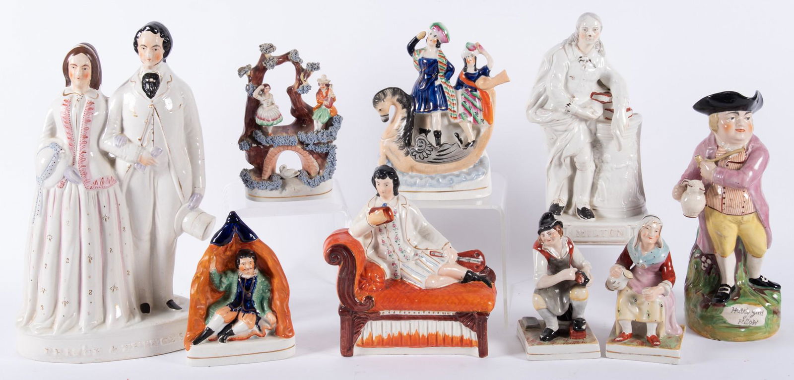 Nine Antique English Staffordshire Figures (1 of 4)