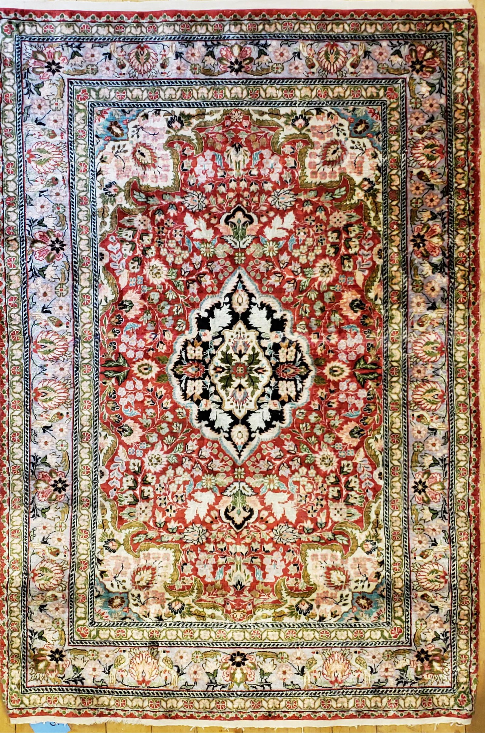 Persian Design 100% Silk Throw Rug (1 of 1)