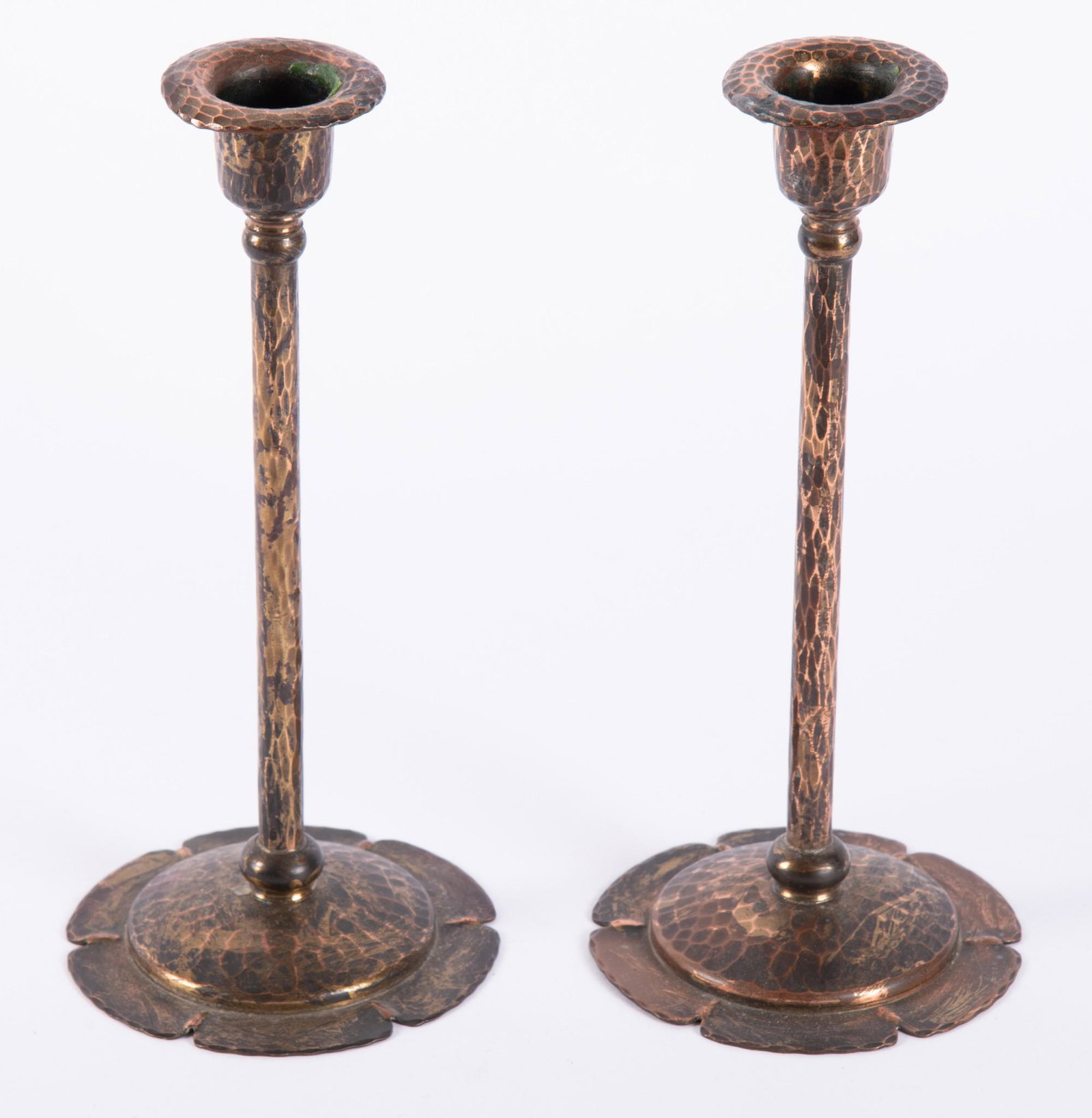 A Pair of Roycroft Hammered Copper Candlesticks (1 of 4)