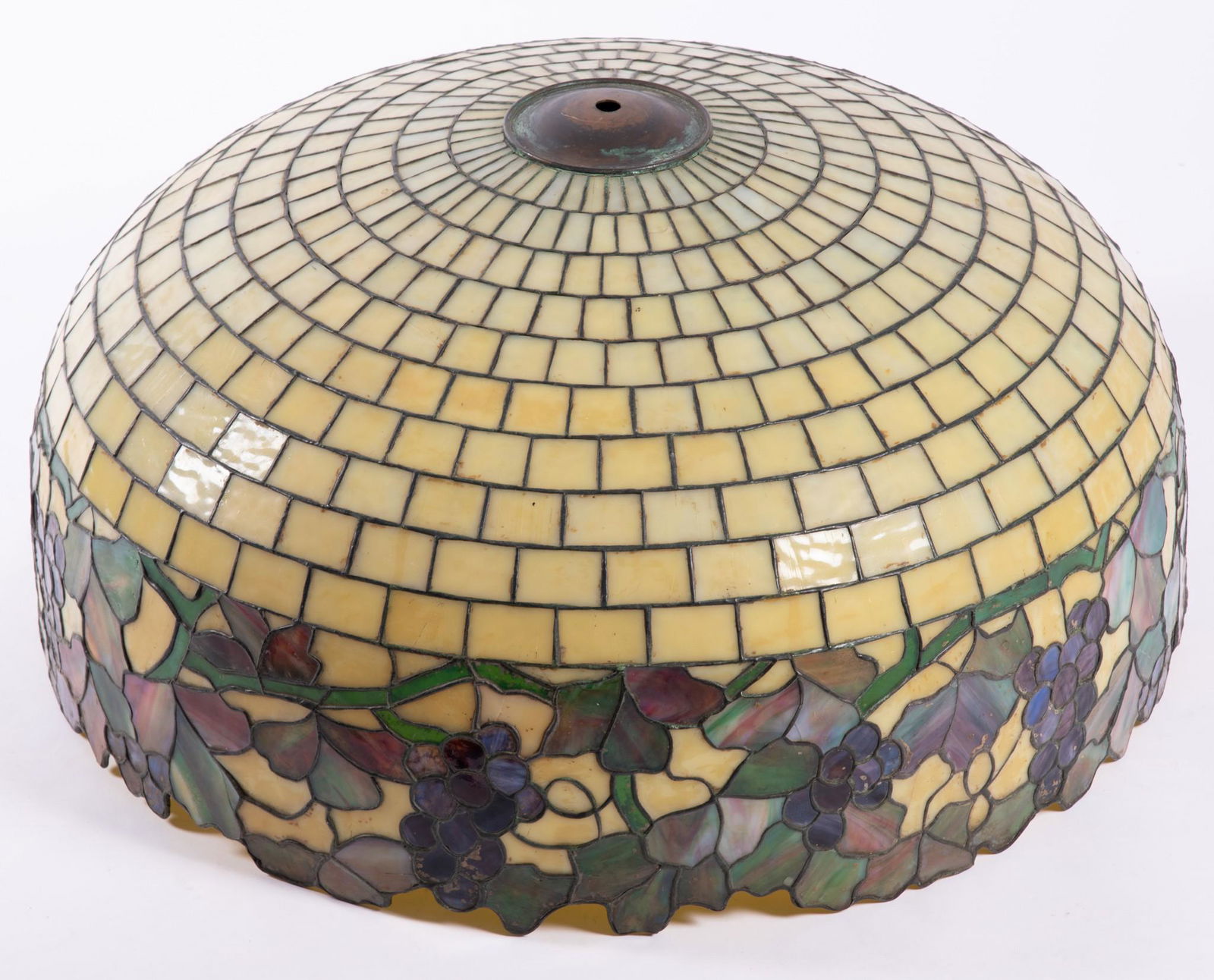 A Large Leaded Glass Hanging Lamp, Grape Design (1 of 4)