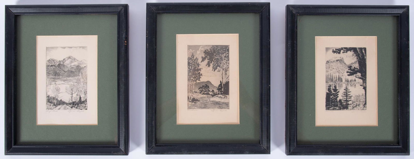 Lyman Byxbe, Colorado (1886-1980), Long's Peak, Deer Lake, and Windriver, three drypoint etchings (1 of 3)