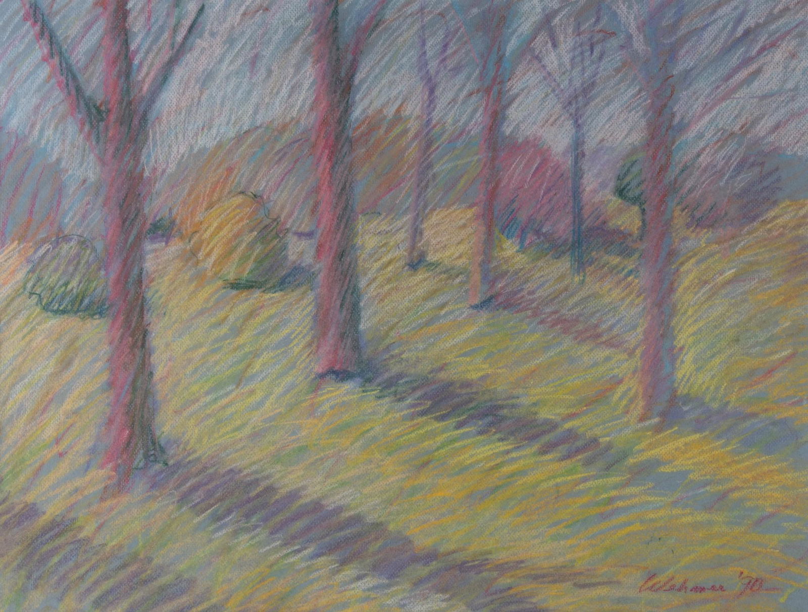 John Wehmer, Missouri (1927 - 2019), Late Afternoon, Lindenwood, 1990, pastel on paper (1 of 6)