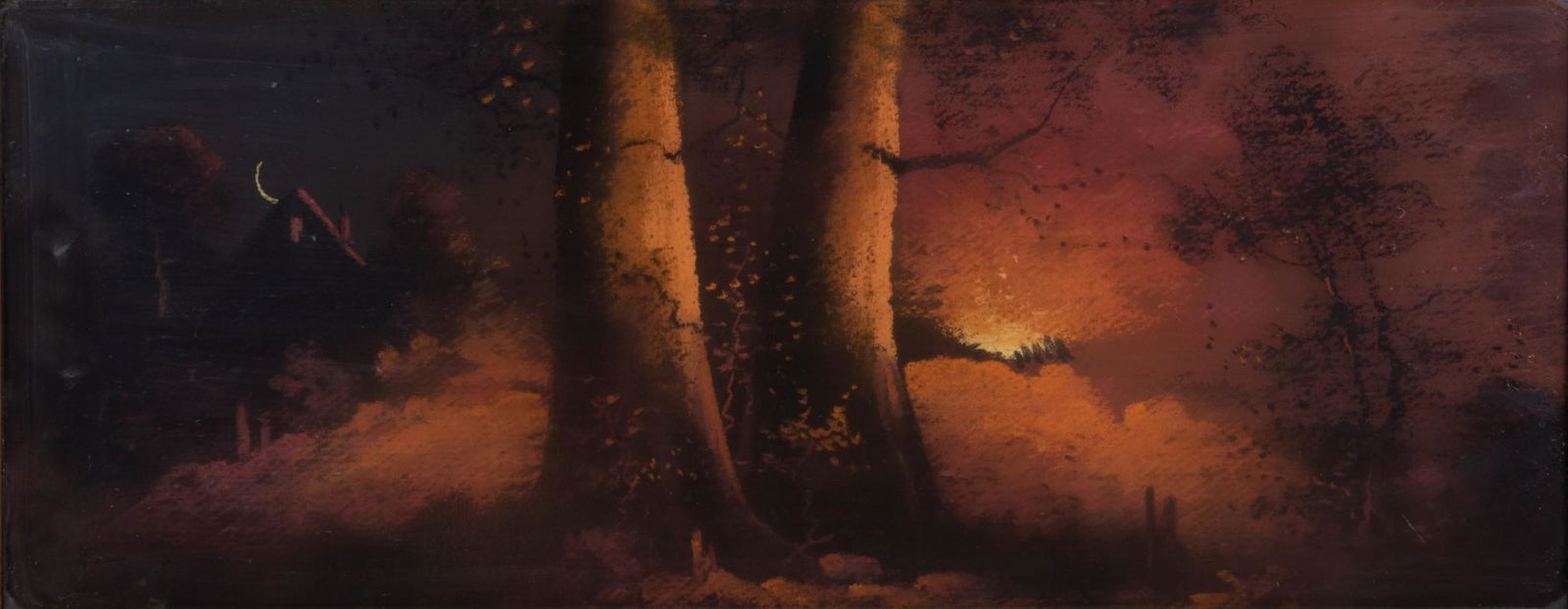 , American School Early 20th Century, Sunset Landscape, pastel on paper (1 of 3)