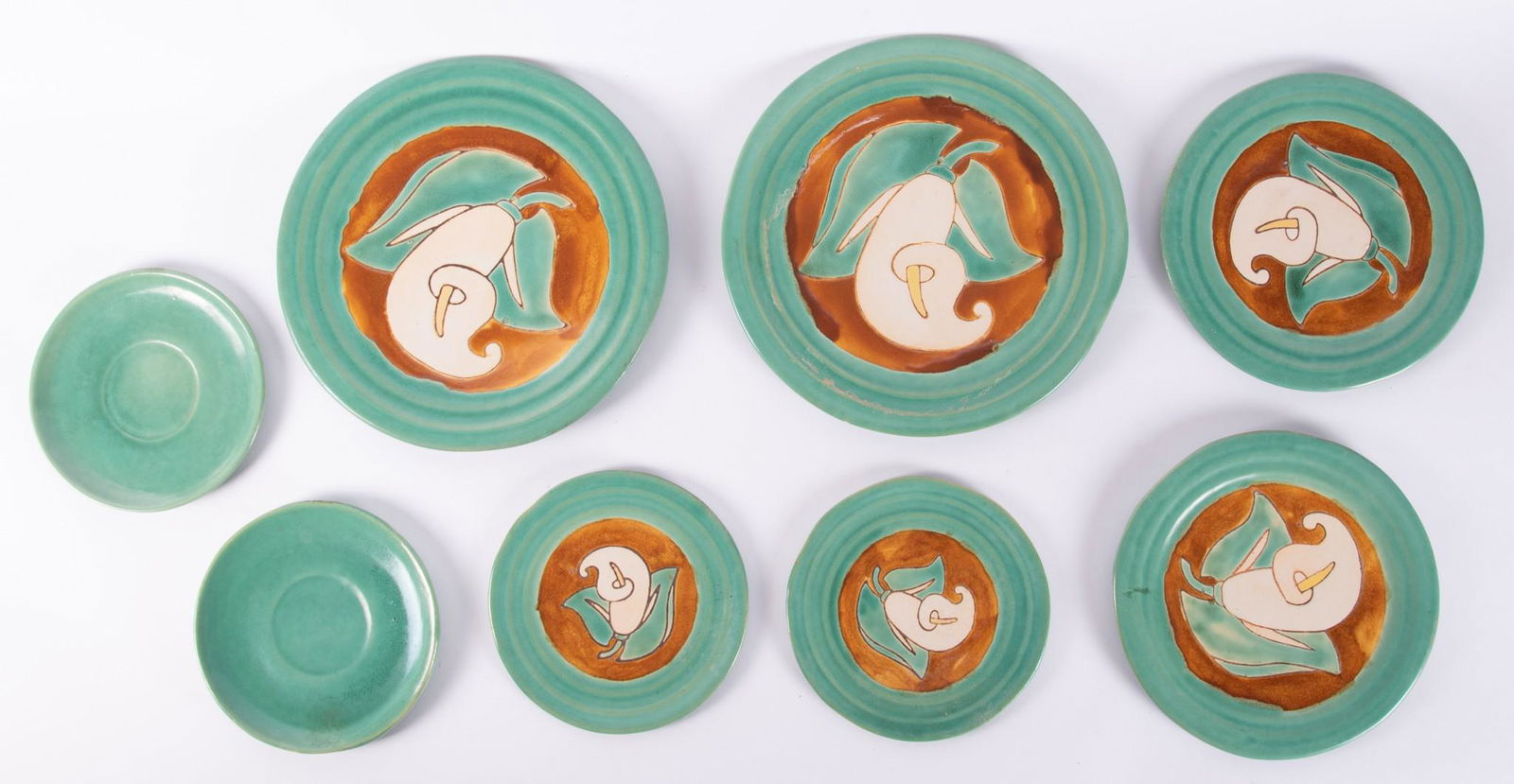 Large Collection of San José Mission Pottery Cala Lily Pieces (1 of 5)