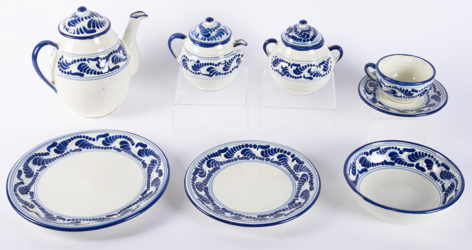 Large Collection of Mexican Blue and White Talavera (33 pieces total) (1 of 12)