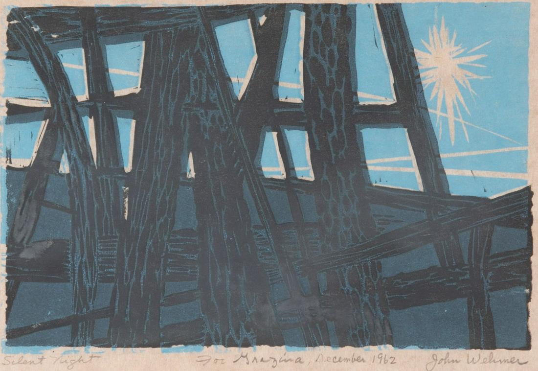 John Wehmer, Missouri (1927-2019), Silent Night, 1962, color woodcut (1 of 3)