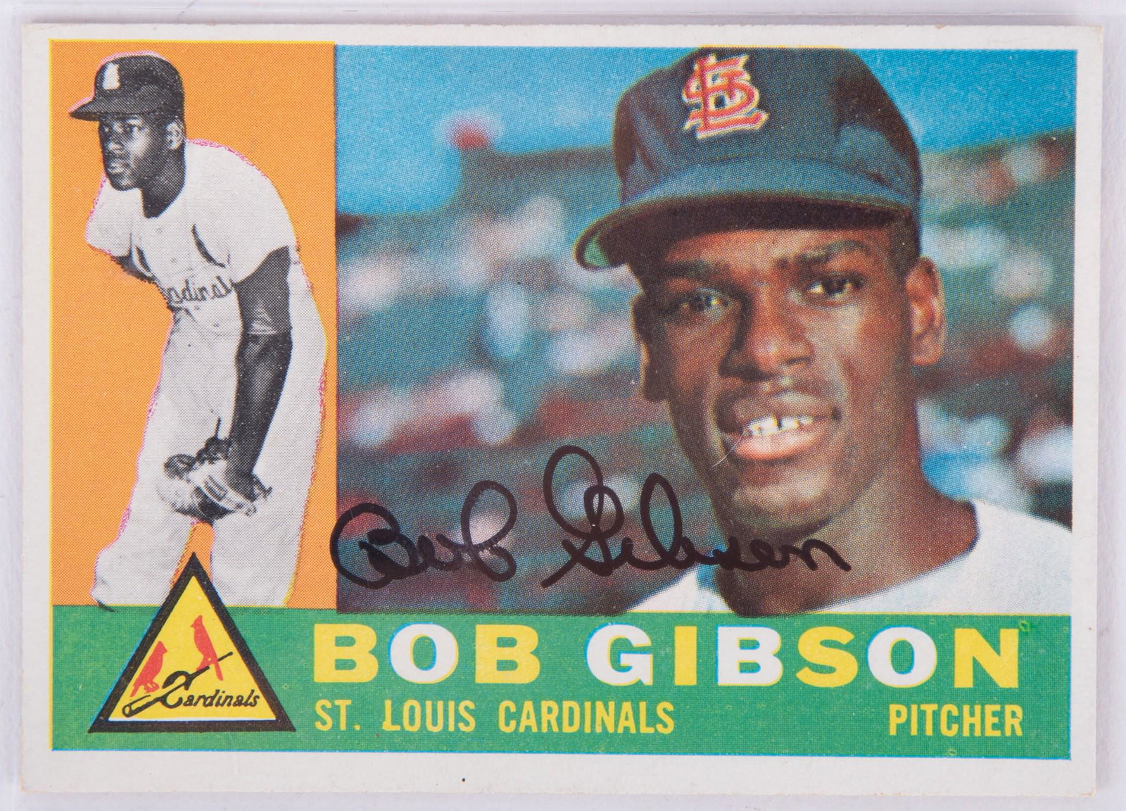 Bob Gibson 1960 Autographed Topps Card Number 73. (1 of 2)