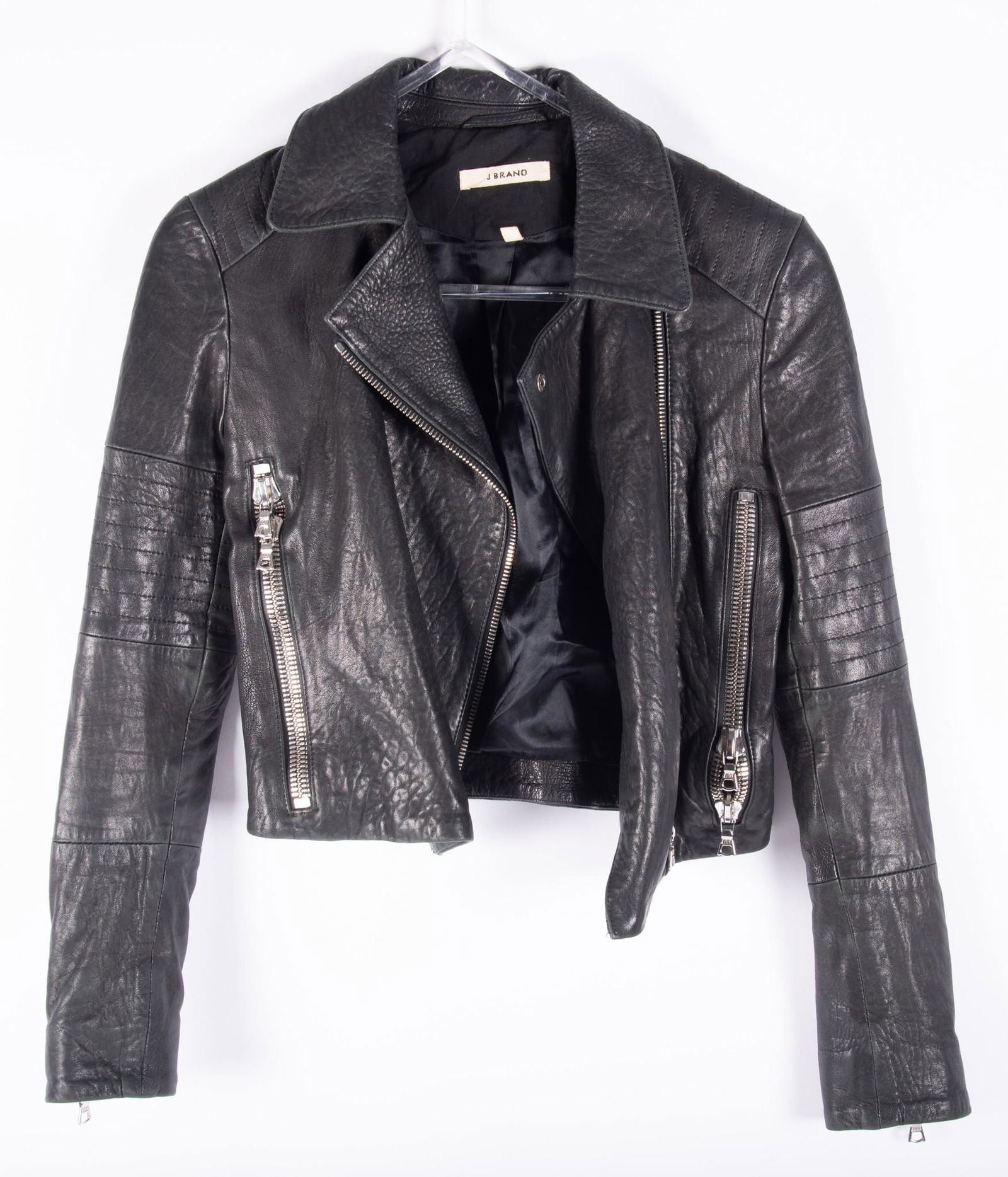 J Brand Black Lamb Leather Biker Style Jacket (1 of 3)