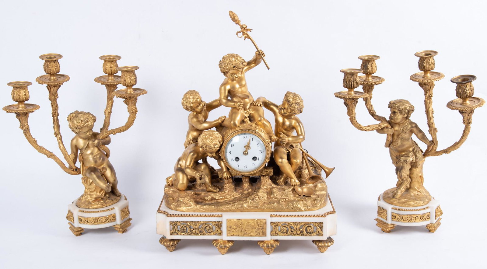 A Fine Antique French Three Piece Clock Garniture, After Clodion, 19th Century (1 of 20)
