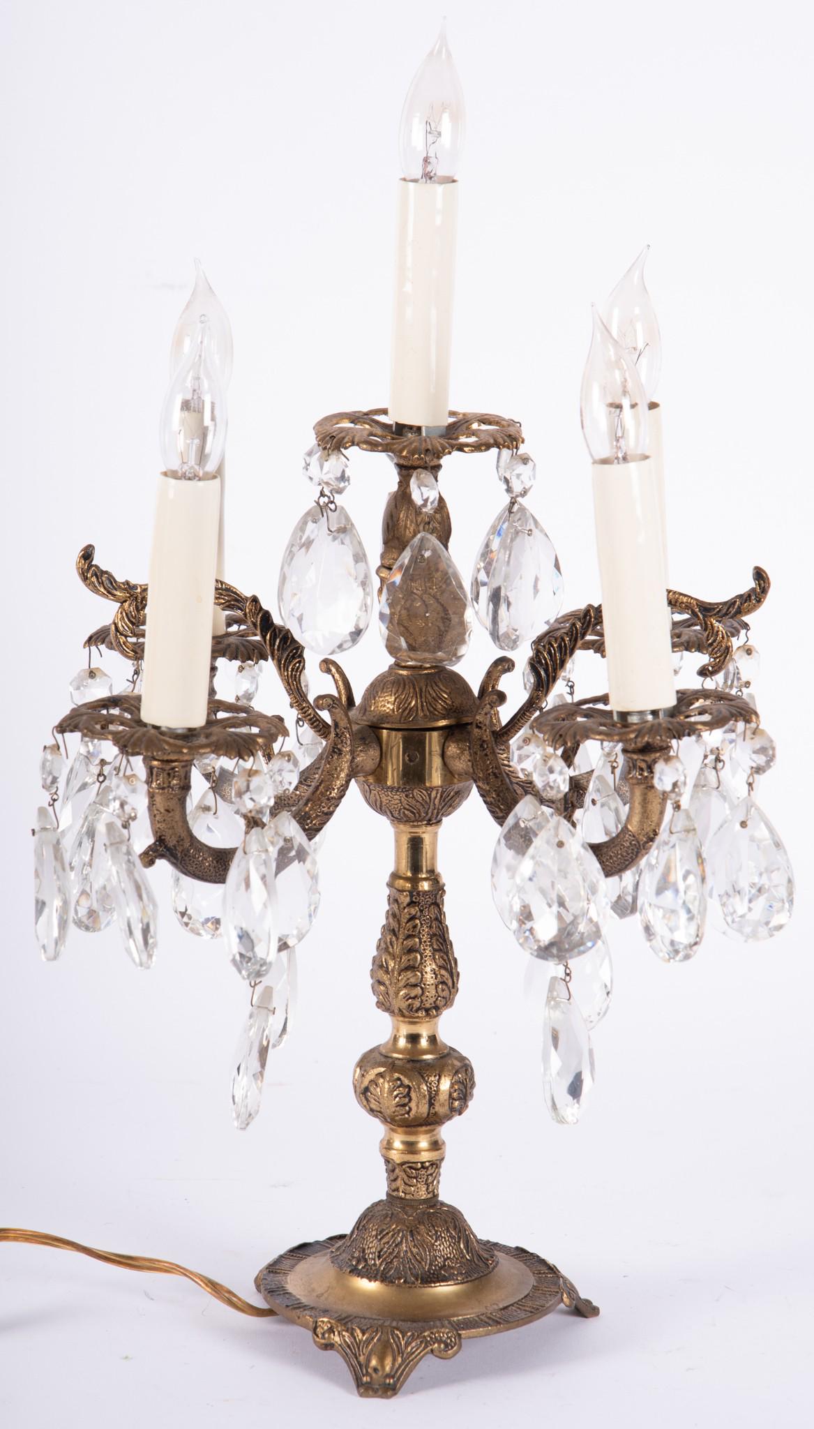 A Vintage Brass Girandole Table Lamp (1 of 4)