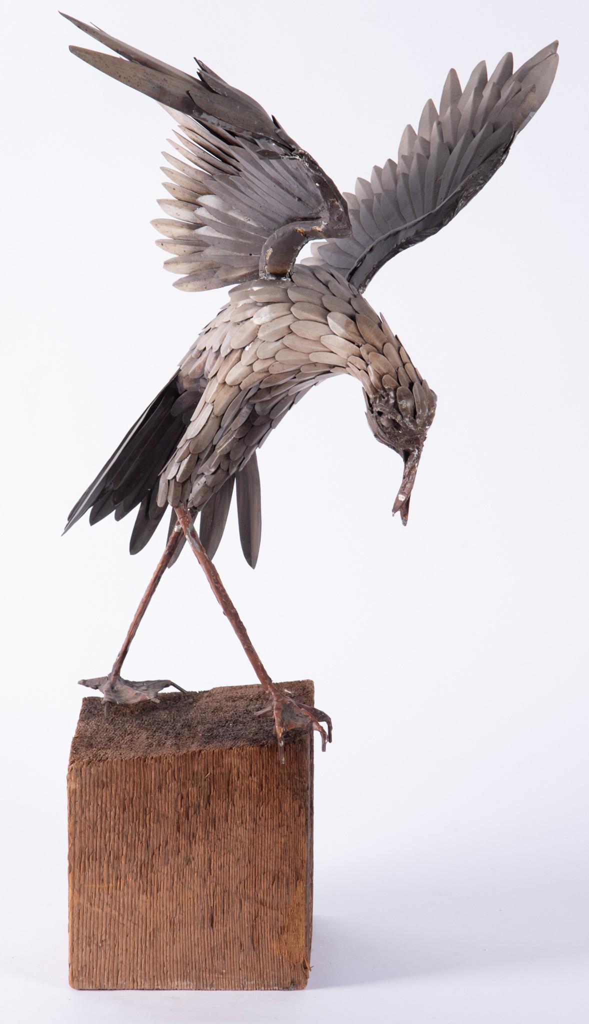 Mid-Century Brutalist Metal Sculpture of an Egret (1 of 5)