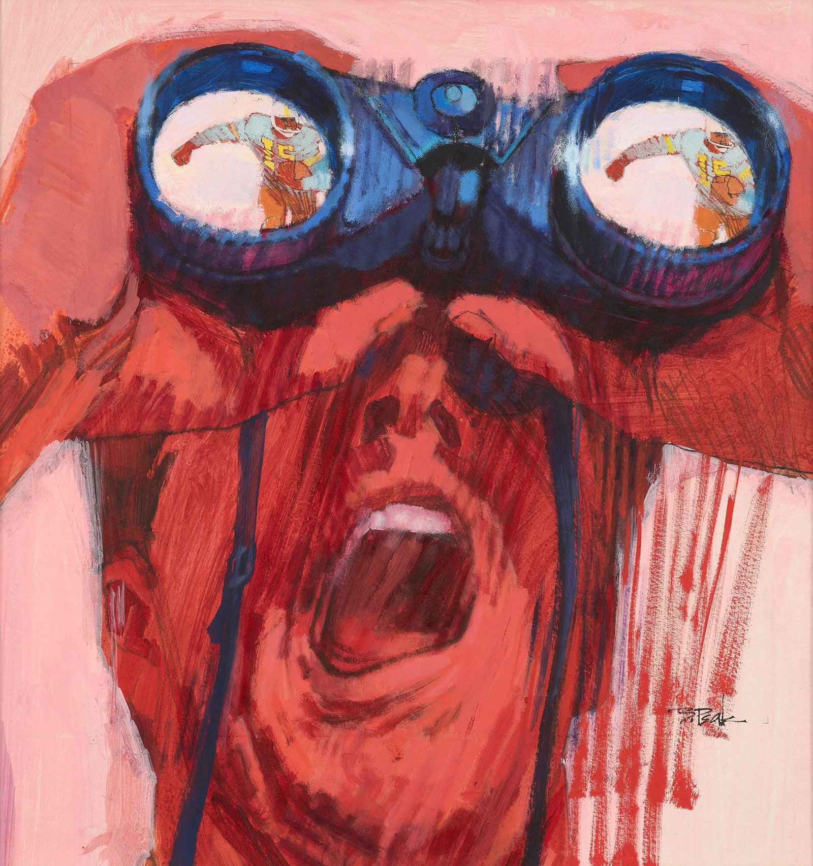 Bob Peak, New York, Kansas, Connecticut, Arizona, Colorado (1927-1992), Illustration for the 1964: Bob PeakNew York, Kansas, Connecticut, Arizona, Colorado, (1927-1992)Illustration for the 1964 7-Up Campaign "Get Real Action, 7-Up Your Thirst Away!"mixed media on illustration boardDesigne