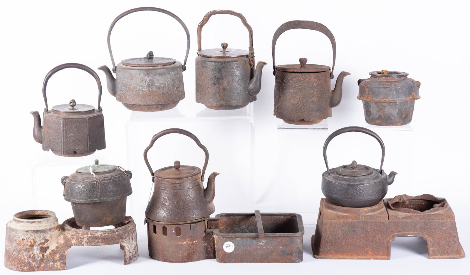 Collection of Eight Antique Japanese Cast Iron Teapots (1 of 7)