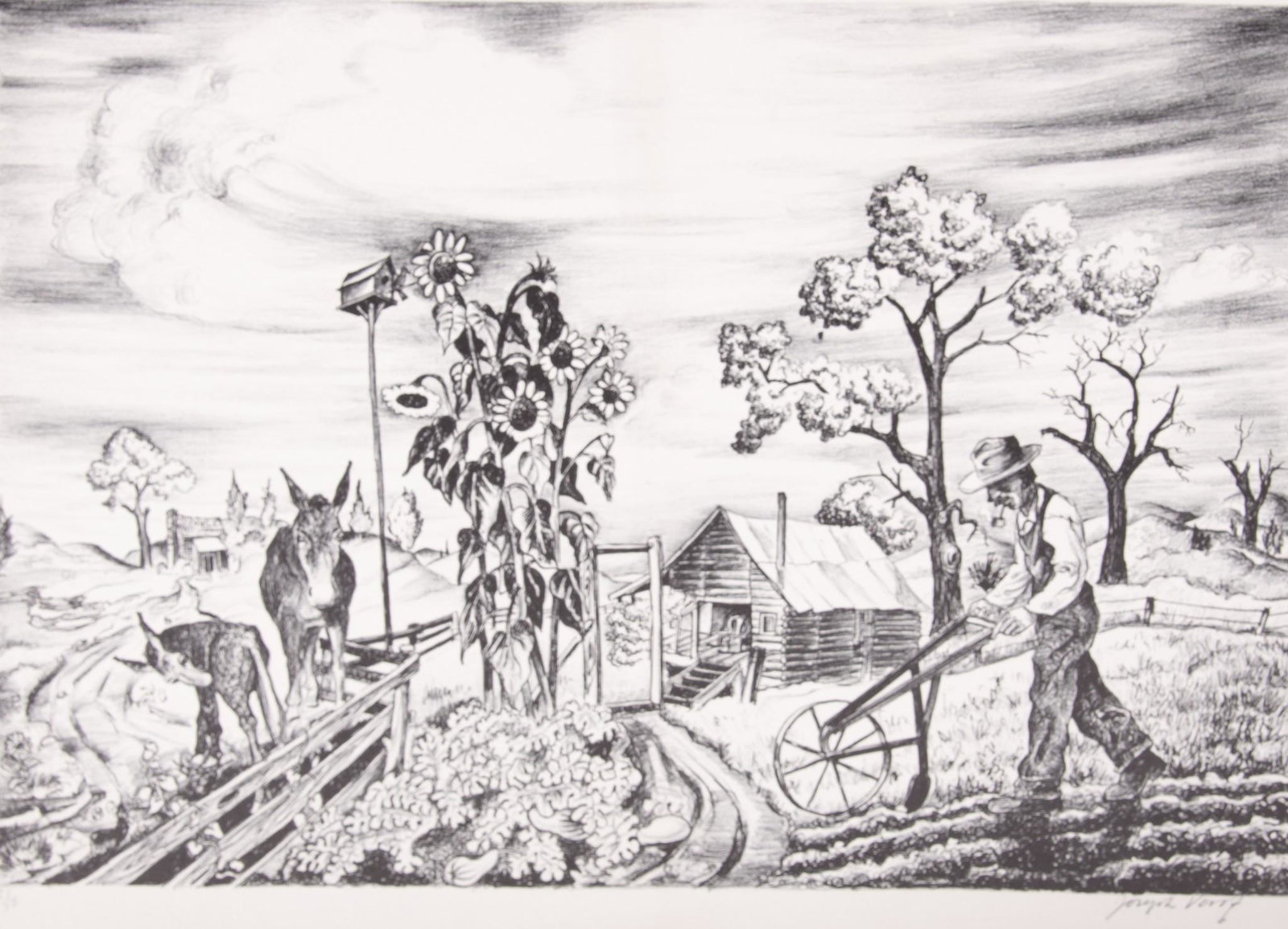 Joseph Vorst, Missouri (1897-1947), Last Corn, lithograph (1 of 6)
