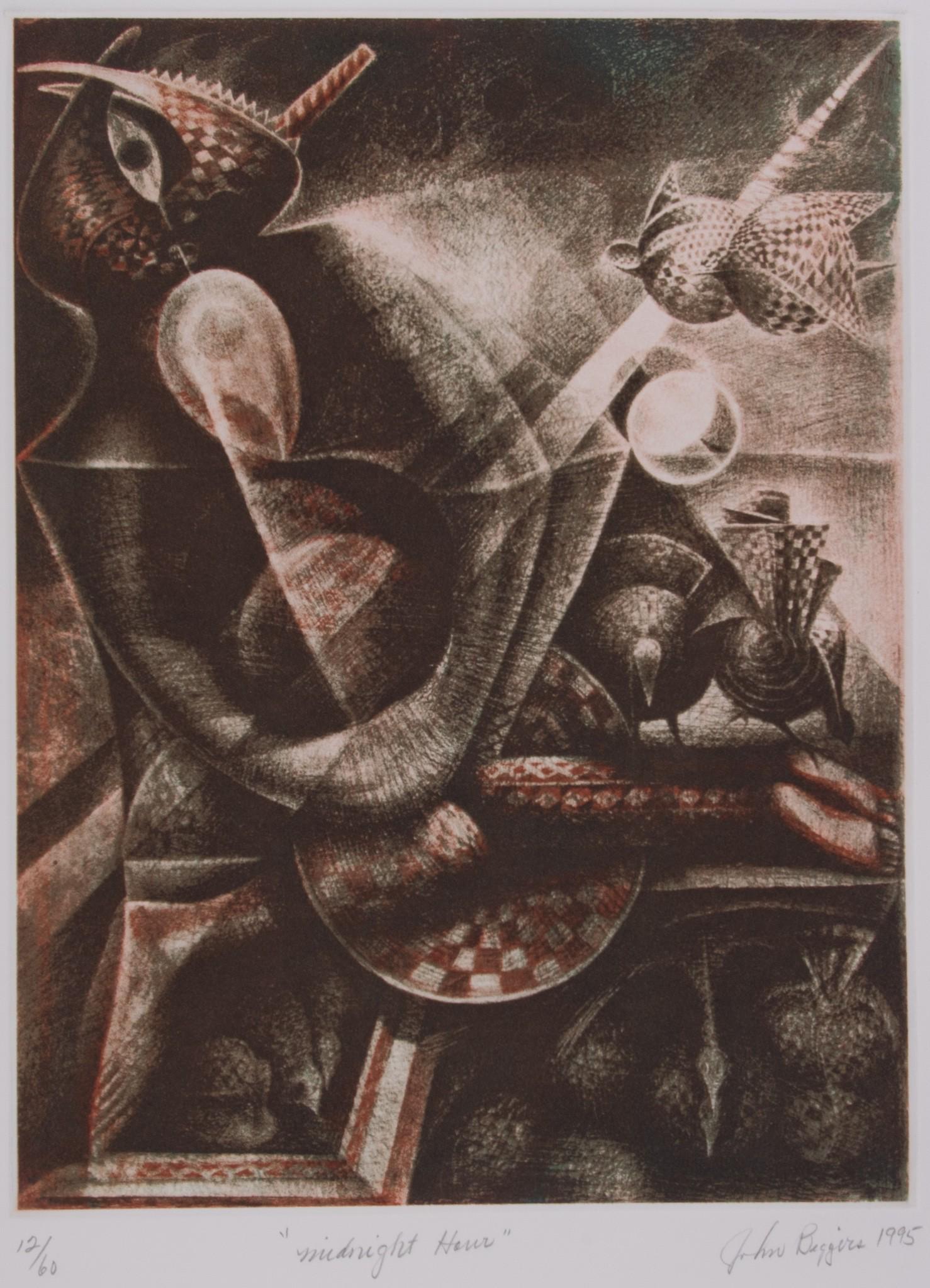 John Thomas Biggers, American , Midnight Hour, 1995, color etching, ed. 12/60: John Thomas BiggersAmericanMidnight Hour, 1995color etching, ed. 12/60signed, dated, titled and numbered in pencil lower margin, unframed.
