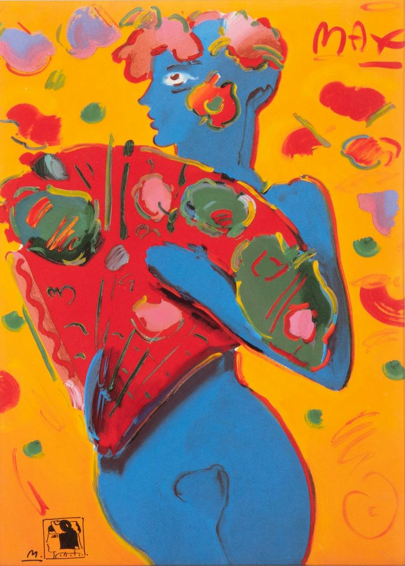 Peter Max, New York / Germany (b. 1937), Fan Dancer, porcelain plaque (1 of 6)