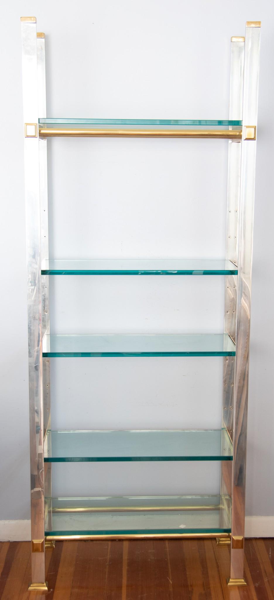 Contemporary Chrome And Brass Open Shelving Unit (1 of 3)