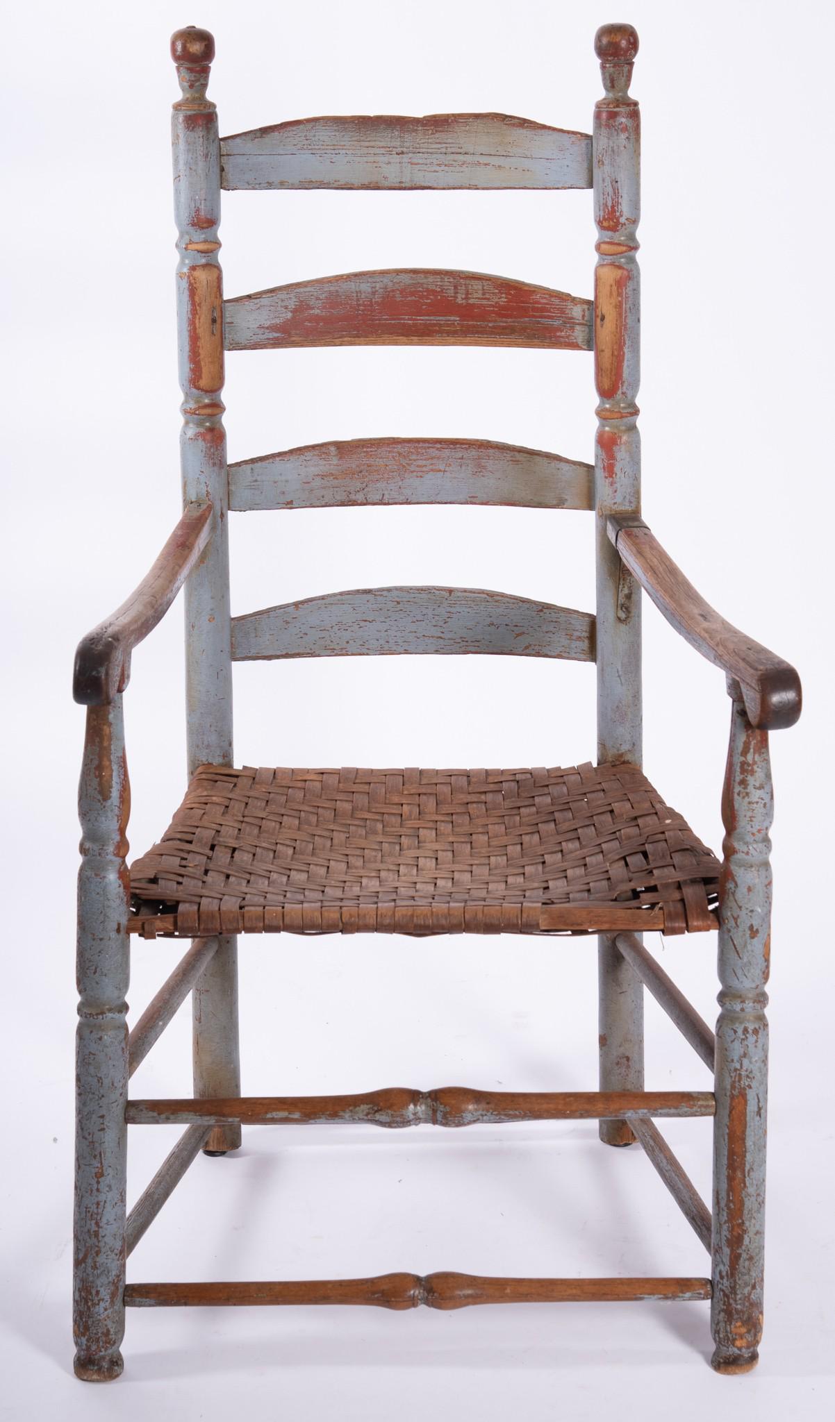 American Period Slatback Chair 18th cent (1 of 4)