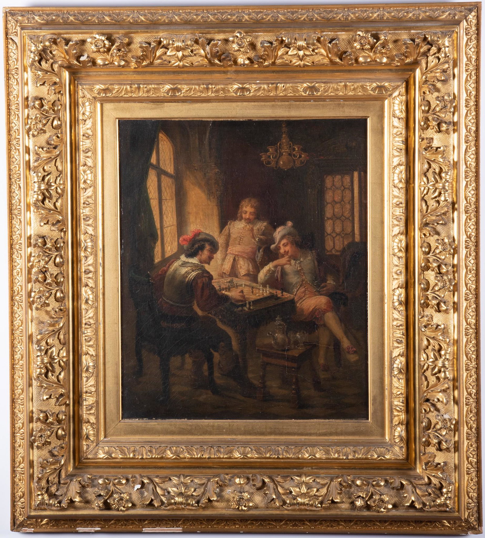 , Continental School Circa 1850-75, Interior Genre Scene of Elegantly Dressed Figures Playing a Game (1 of 6)