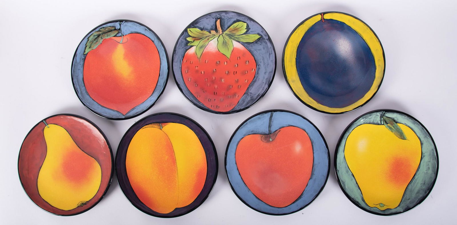 A Set of Colorful Ceramic Fruit Plates, Rainbow Gate, Santa Fe (1 of 5)