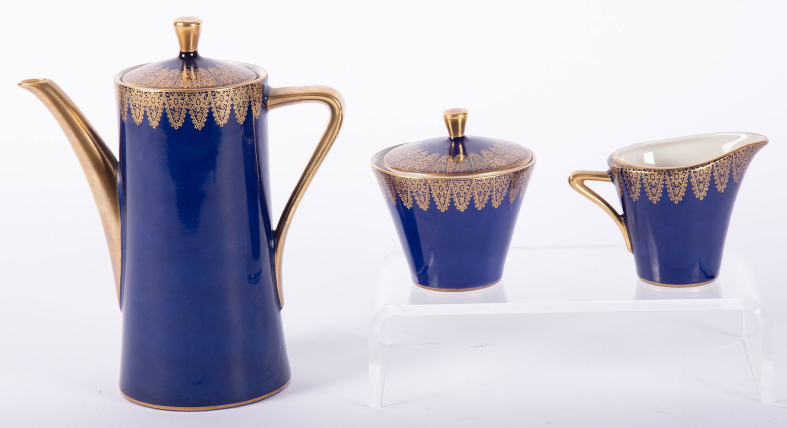 Royal Porzellan Bavaria KPM Germany Handarbeit Cobalt Coffee Set (1 of 5)