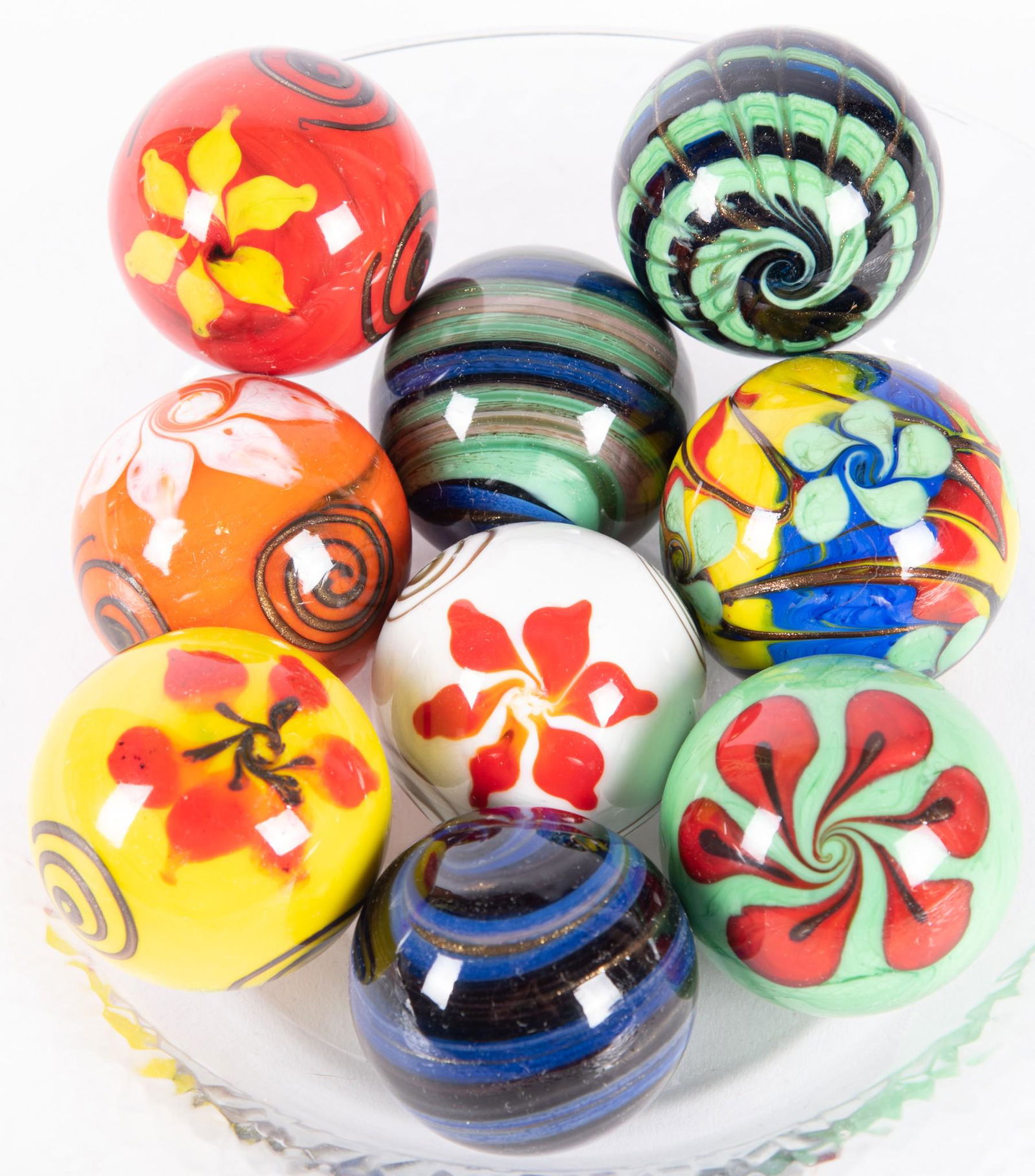 Twelve Large European Gold Lutz Hand Made Marbles (1 of 3)