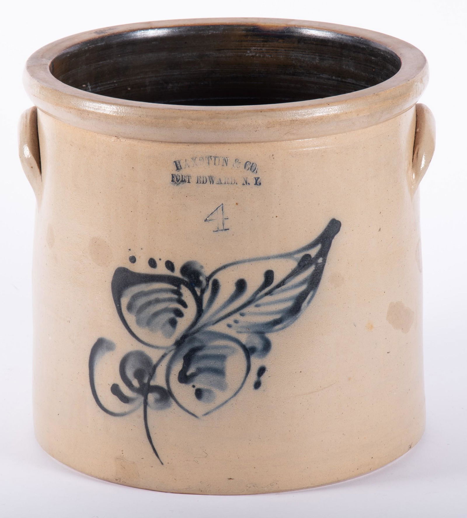 Blue Decorated New York Stoneware Crock (1 of 3)