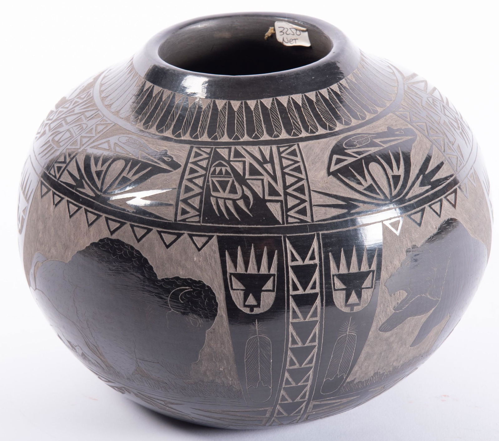 Sioux, Norman Red Star Blackware Pottery Vase (1 of 4)