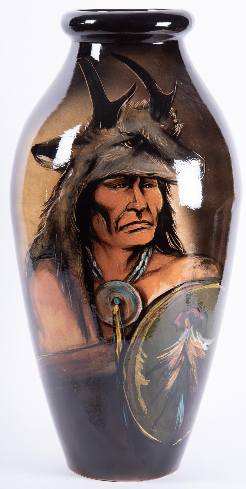 Rick Wisecarver, Monumental Wihoa's Hand-Painted Art Pottery Vase, 1994 (1 of 4)