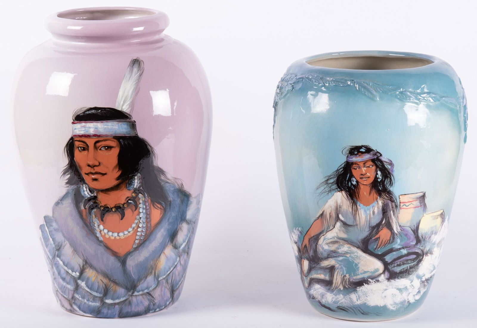 Rick Wisecarver Hand-Painted Wihoa Art Pottery Vases, including a "One-of-a-Kind" from 1999 and (1 of 7)