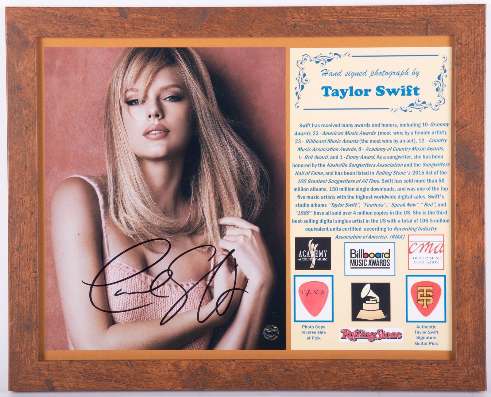 Taylor Swift Signed Photo/ Pick (1 of 2)
