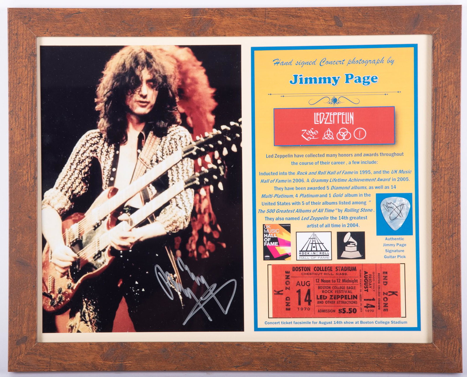 Led Zeppelin Signed Photo/ Pick/ Ticket (1 of 2)