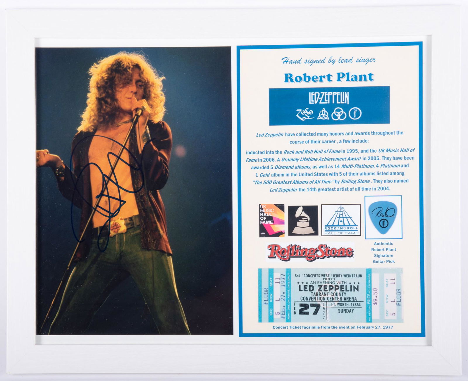 Led Zeppelin Signed Photo/ Pick/ Ticket (1 of 2)