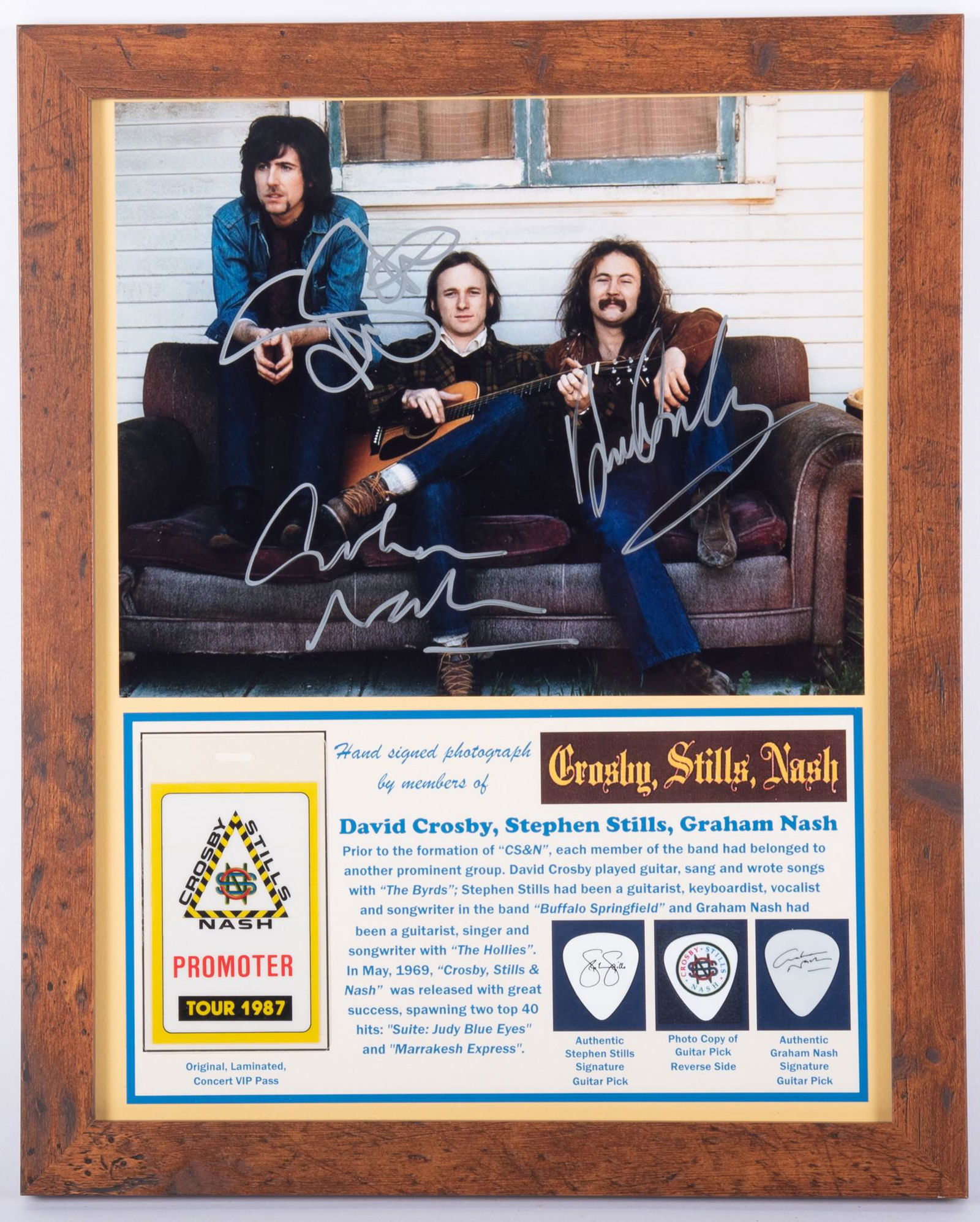 Crosby, Still And Nash Signed Photo/ Two Picks/ VIP Pass (1 of 2)