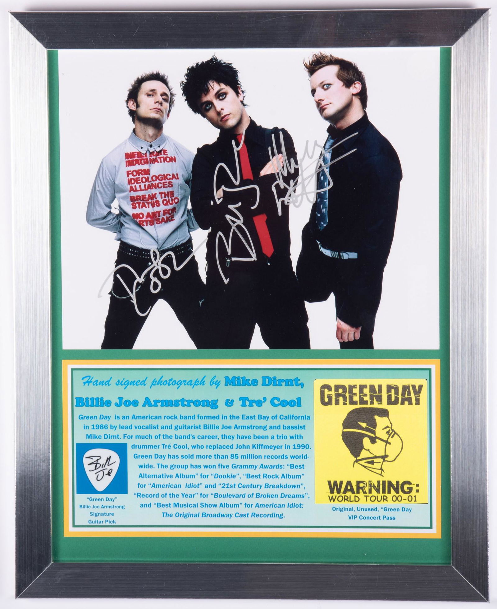 Green Day Signed Photo/ Pick/ VIP Pass (1 of 2)