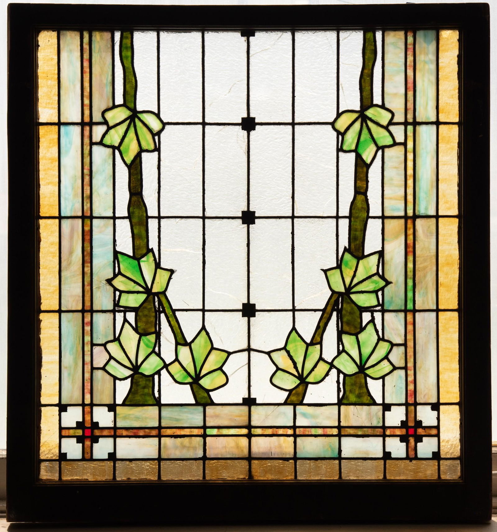 A Pair of 19th Century Leaded Glass Windows in Wooden Frames (1 of 4)