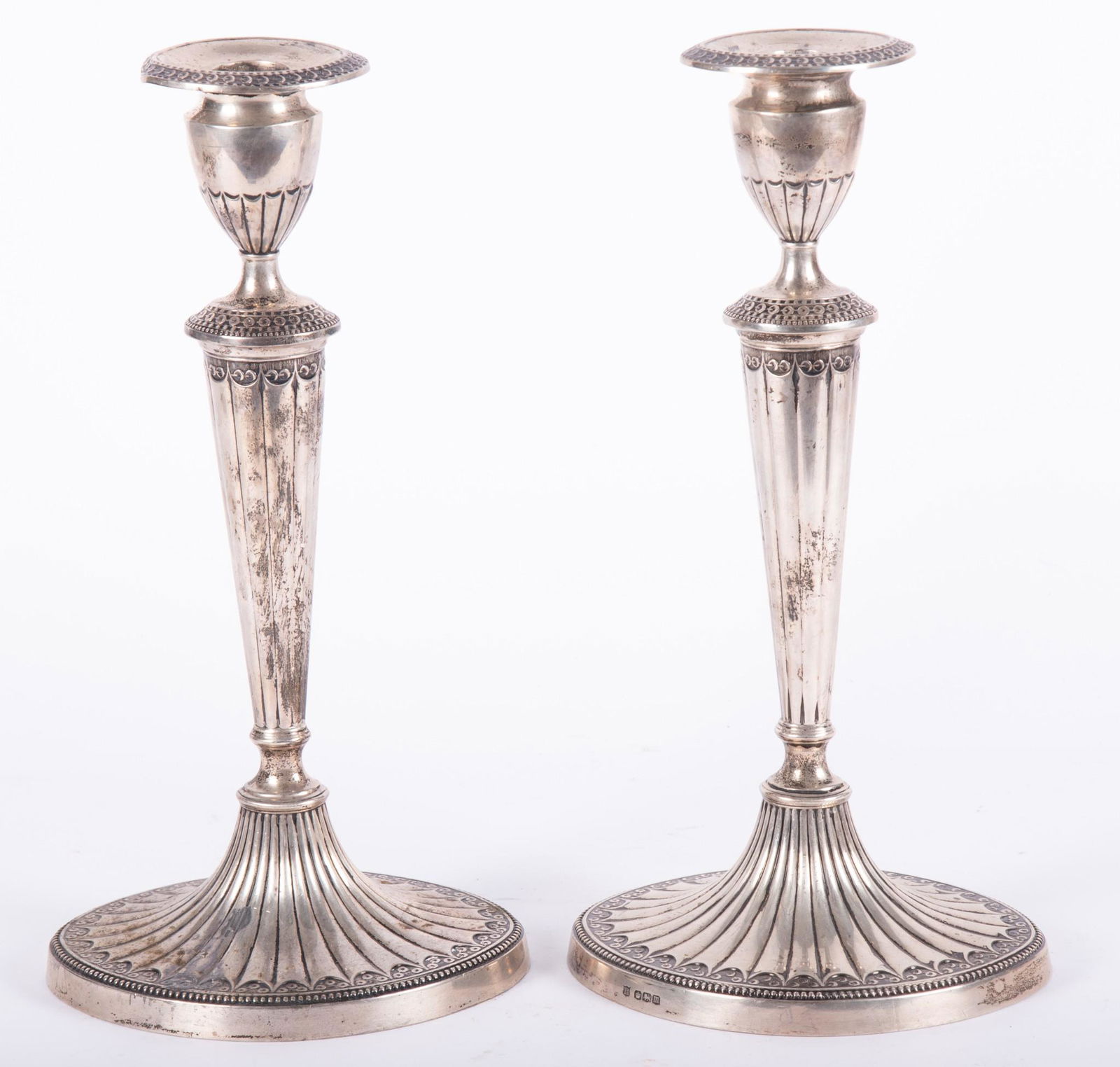 Pair of Adams Style Weighted Sterling Silver Candlesticks, Thomas Bradbury & Sons (1 of 4)