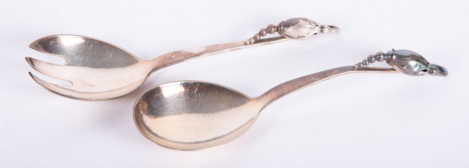Georg Jensen Sterling Silver Serving Fork/Spoon, Blossom Pattern (1 of 4)