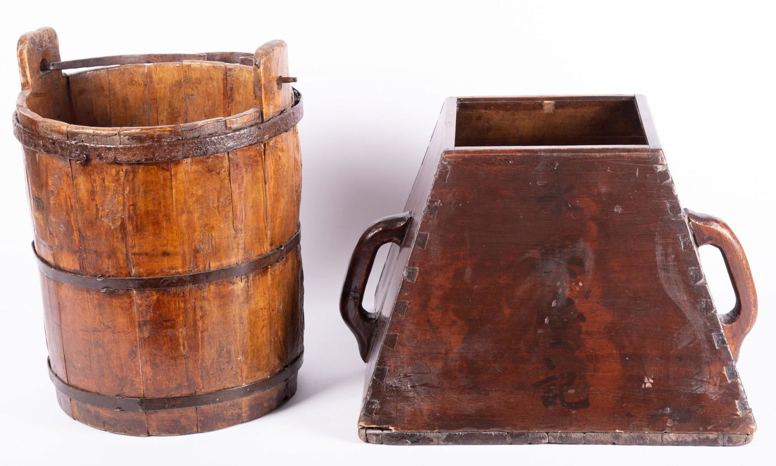 Two Vintage Chinese Wood Buckets (1 of 4)
