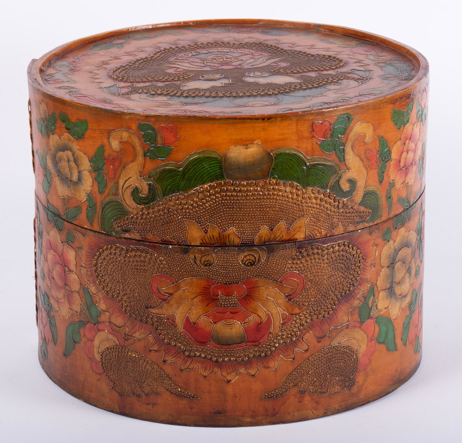 A Vintage Tibetan Polychrome Painted Storage Box (1 of 3)