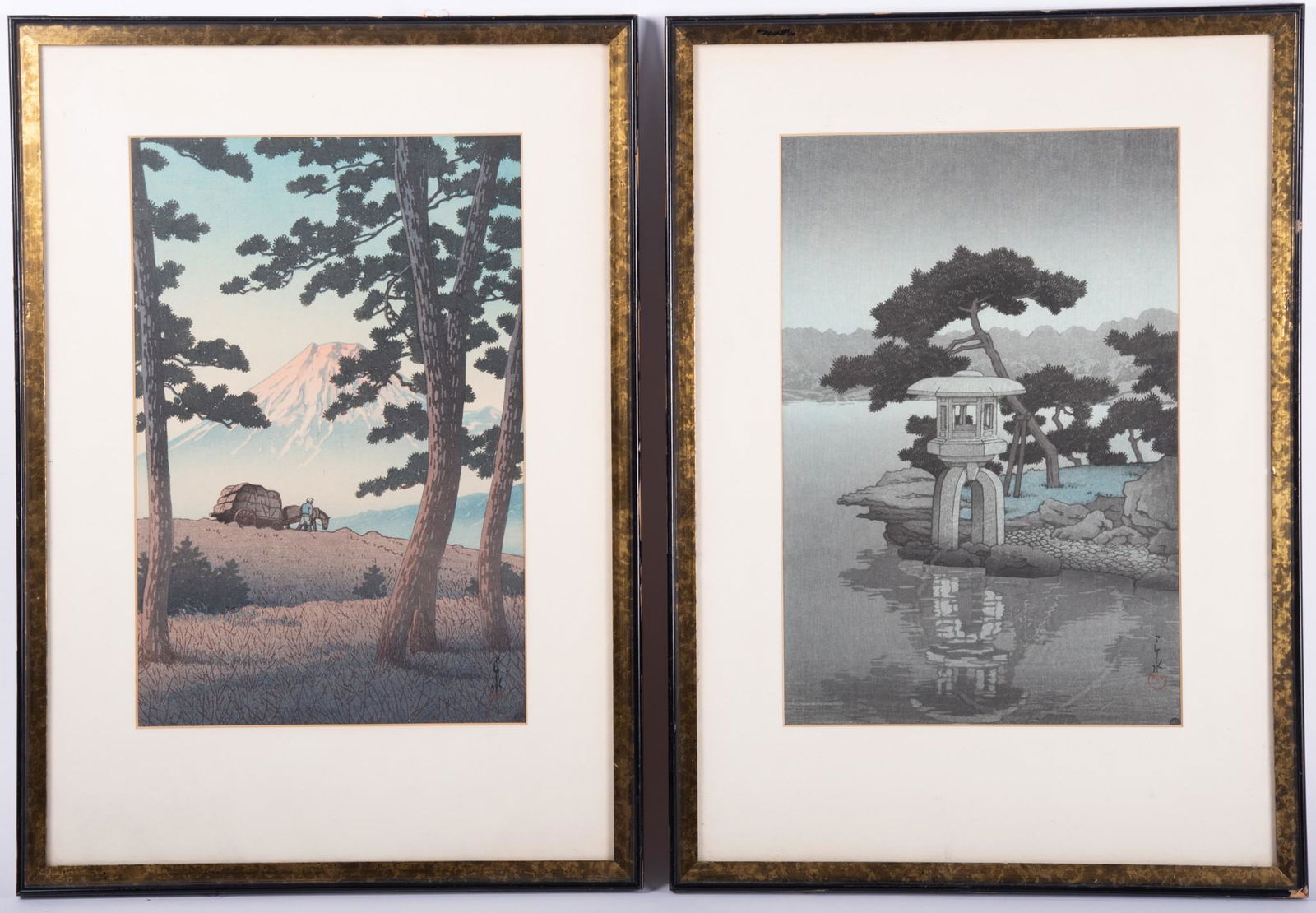 Hasui Kawase, Japanese 20th Century, Two Landscapes, color woodcuts (1 of 5)